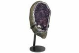 Amethyst Geode with Calcite on Metal Stand - Great Color #126448-4